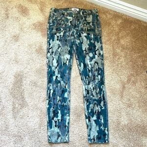 Paige Edgemont camo snake skinny jeans with moto zips